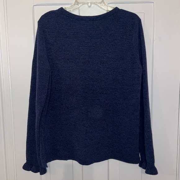 Lily Pulitzer Navy Blue Sweater With Long Ruffle Hem Sleeves - Picture 2 of 16